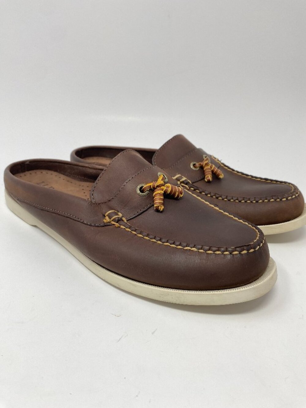 LL Bean Casco Bay Boat Mocs Mules Loafers Shoes Womens 10W Brown Tassel Backless